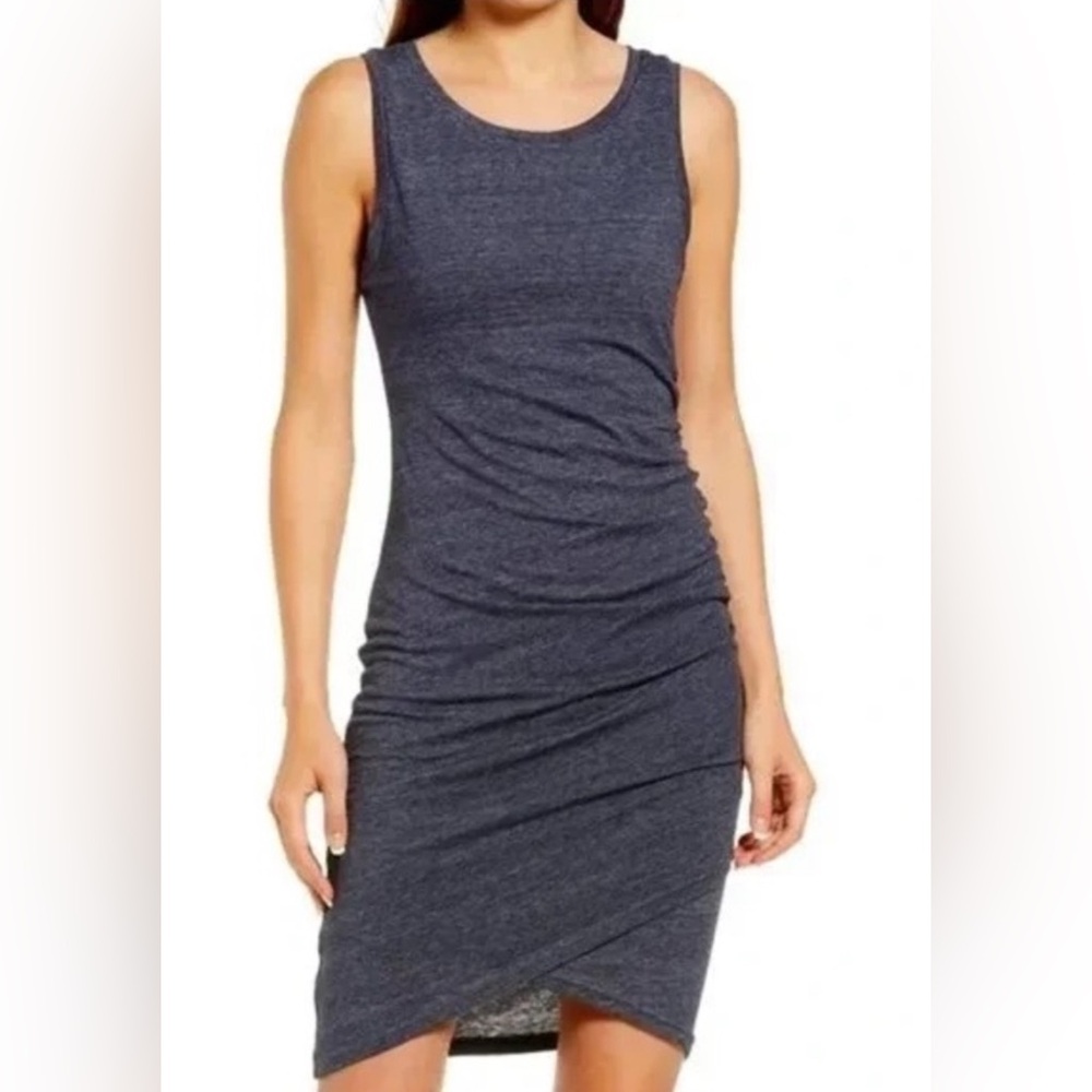 Treasure and Bond women's sleeveless dress ruched navy night heather XXS NWT